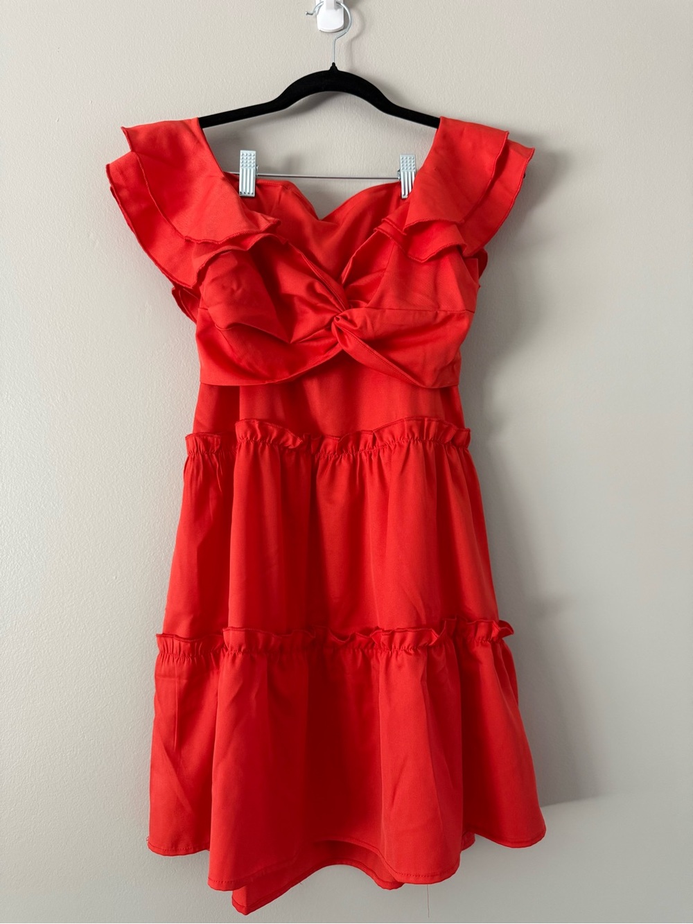 Bright orange Ruffle Knot-Front Dress